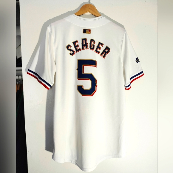 Men's Texas Rangers Corey Seager Nike White Gold Player Jersey Large - Picture 4 of 5